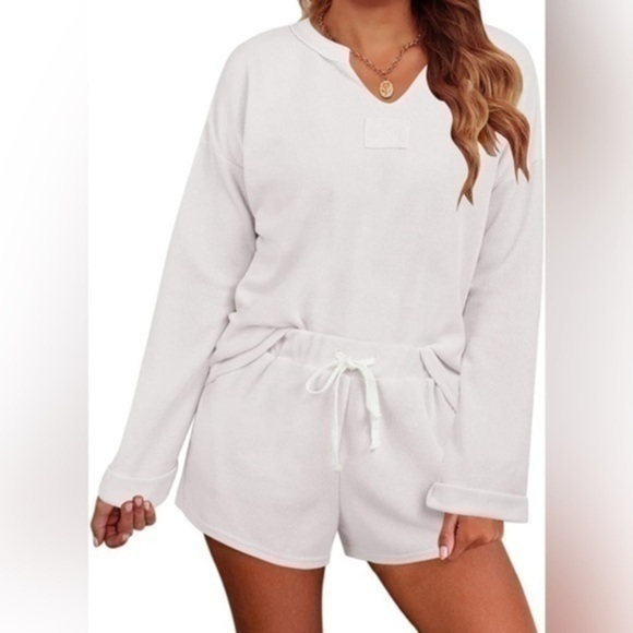 NWT - MEROKEETY Women's Long Sleeve and shorts Pajama Set Sz medium - Picture 1 of 10